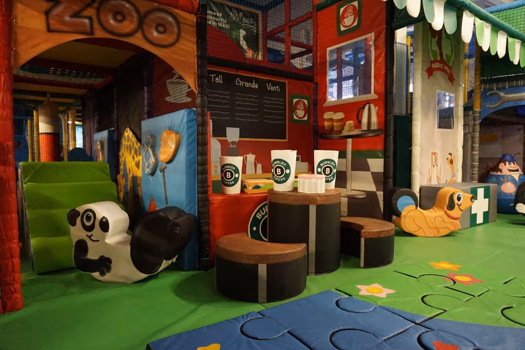 Play zoo keeper or barista in our role play area for kids in Liverpool area